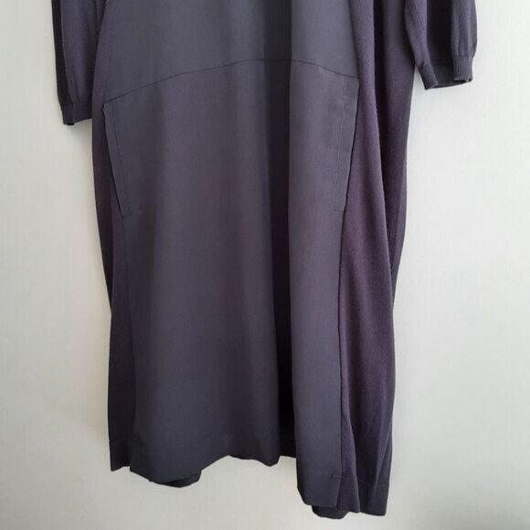 WILLOW & THREAD Mixed Media Midi Shirt Dress Tonal Navy Sz 2X Flawed - Picture 8 of 15